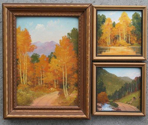 Appraisal: PAGE Willard American th C Western OIL Board Scenes all