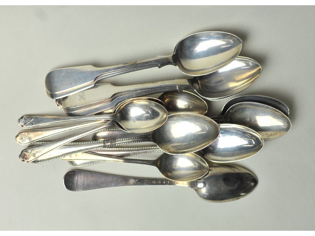 Appraisal: Lot comprising two sets of six silver spoons Edinburgh and