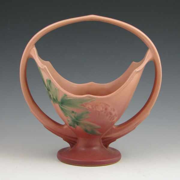 Appraisal: Roseville Bleeding Heart basket in pink and mauve Marked Roseville