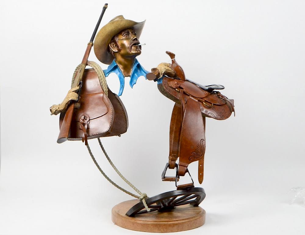 Appraisal: PAUL WEGNER American Saddle Up The faux marble base signed