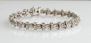 Appraisal: K White Gold Diamond Link Bracelet with grad K White