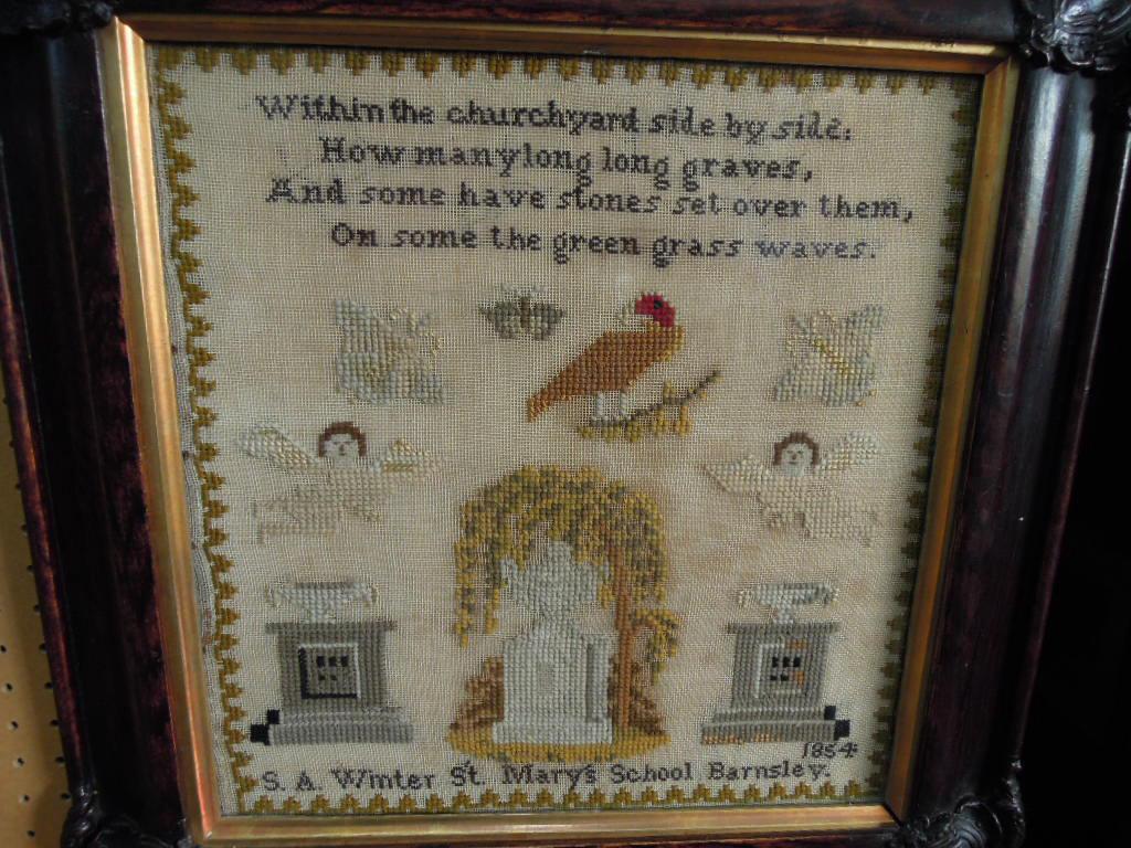 Appraisal: A th century needlework cross stitch sampler by S A