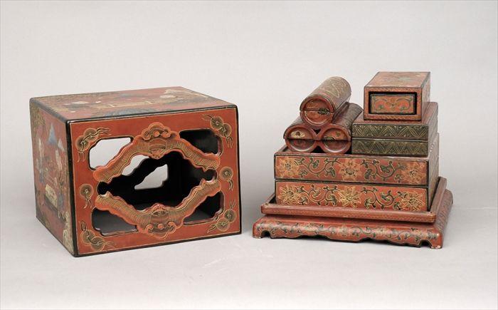 Appraisal: Chinese Red Lacquer Scholar's Box x x in