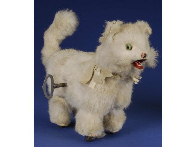 Appraisal: Roullet Decamps Clockwork Cat France ca fur covered cat with