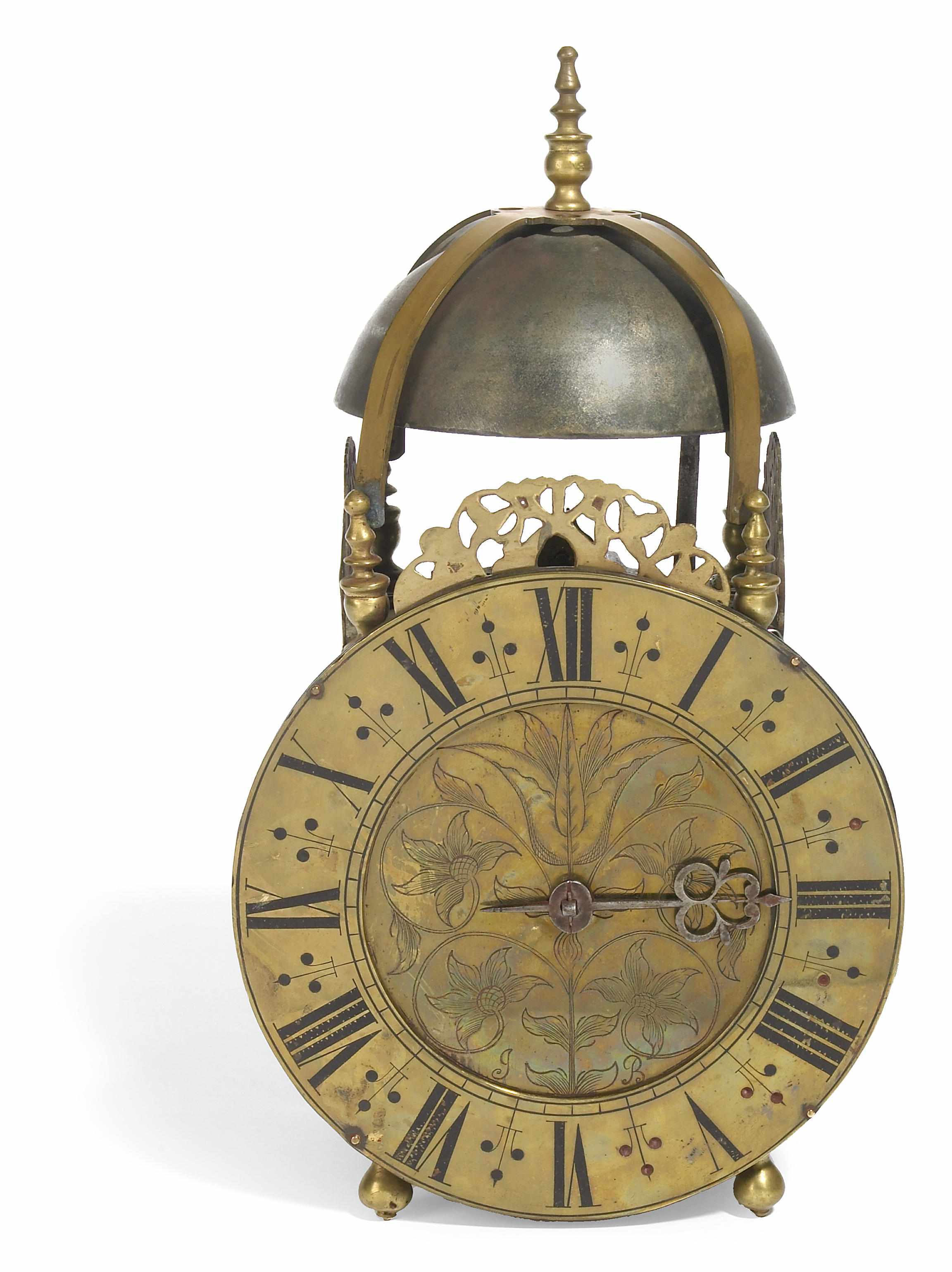 Appraisal: An English brass lantern clock incorporating antique and later elements