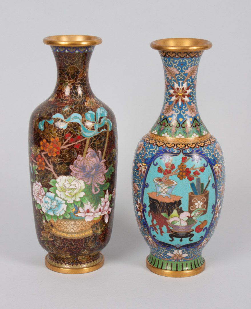 Appraisal: Two Chinese cloisonne enamel vases th century one with sacred