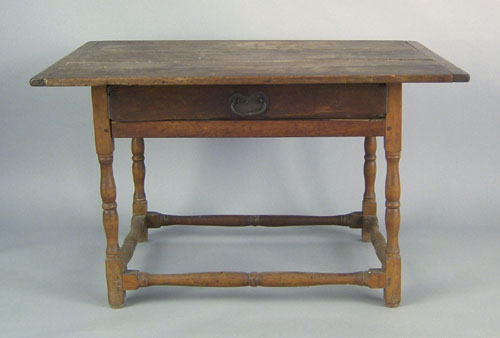 Appraisal: New England cherry tavern table ca the rectangular top overhanging