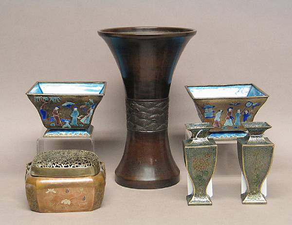 Appraisal: A group of metal decorations Including a small copper alloy