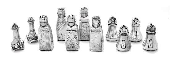 Appraisal: A Collection of American and English Silver Salt and Pepper