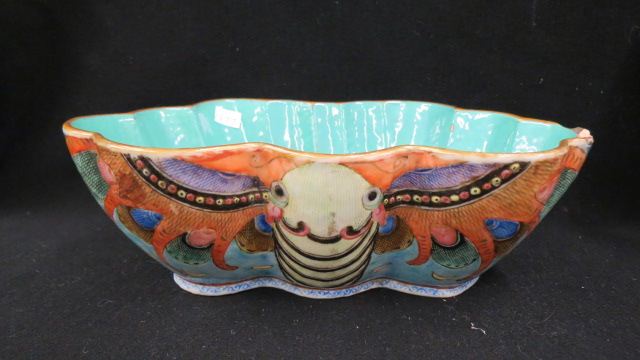 Appraisal: Chinese Porcelain Figural Moth or Butterfly Bowl finely painted signed