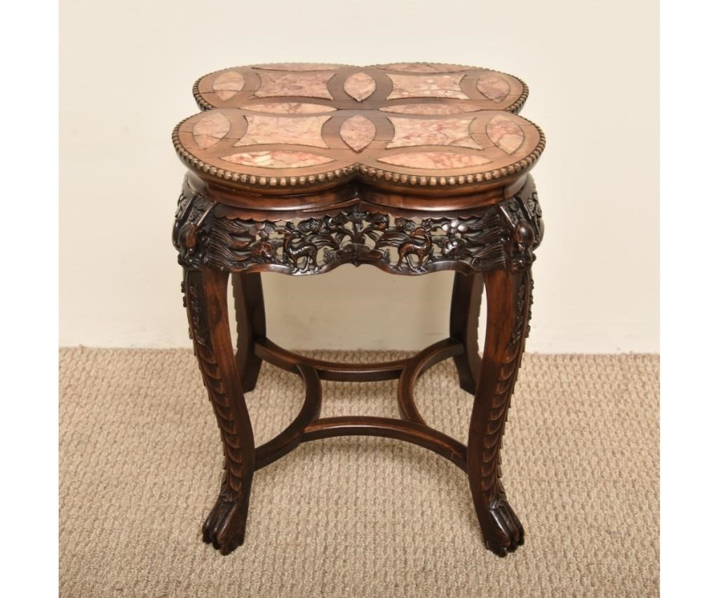 Appraisal: Asian carved marble top table th c h x w