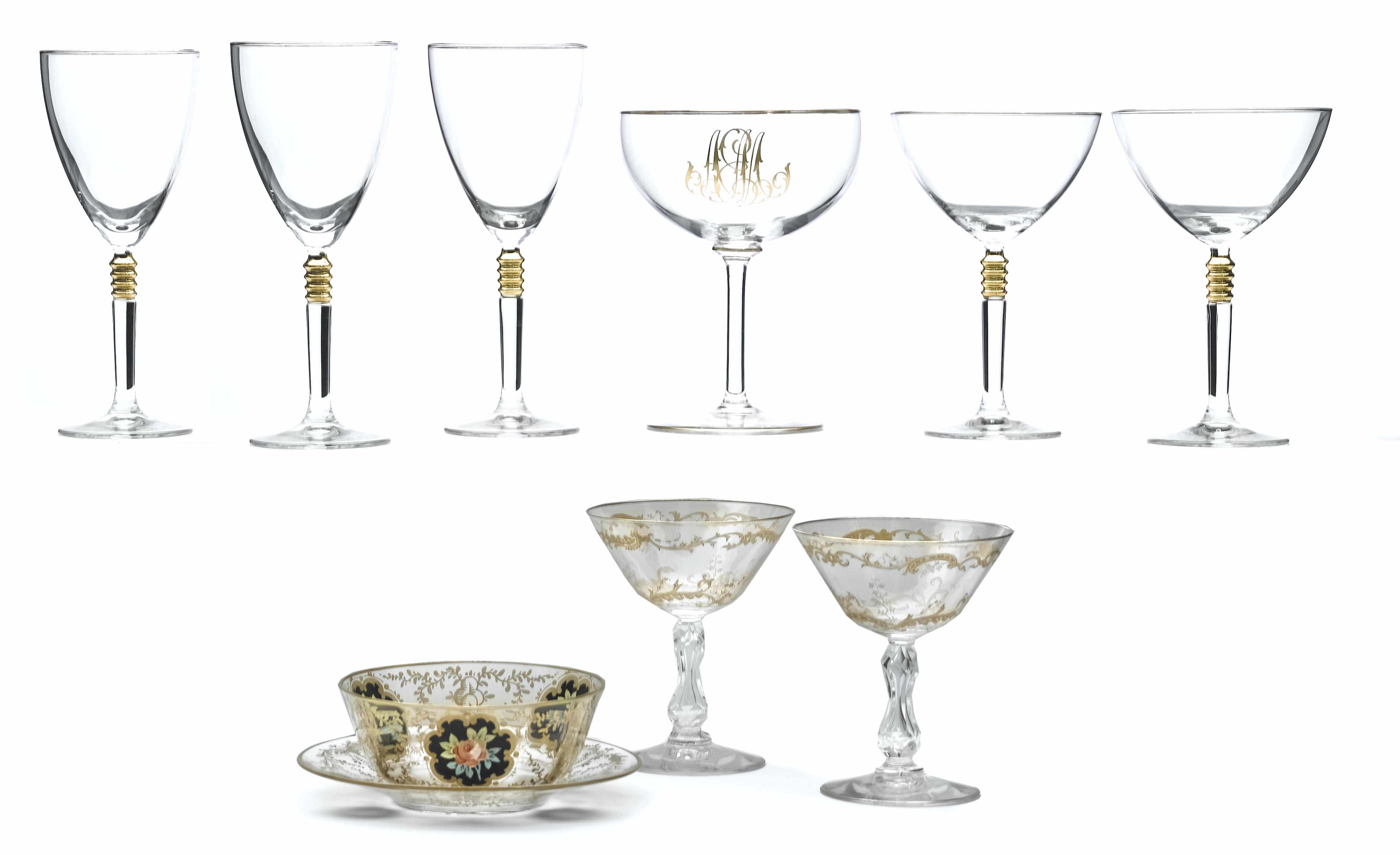 Appraisal: An assembled suite of predominately gilt decorated stemware th century