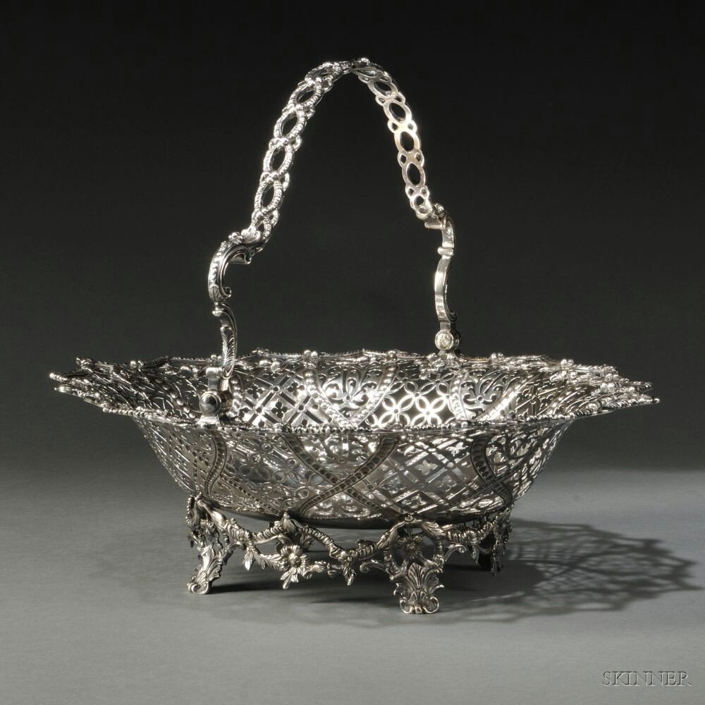 Appraisal: George III Sterling Silver Cake Basket London - maker's mark