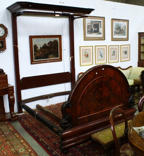 Appraisal: A Victorian mahogany half tester bed later poles