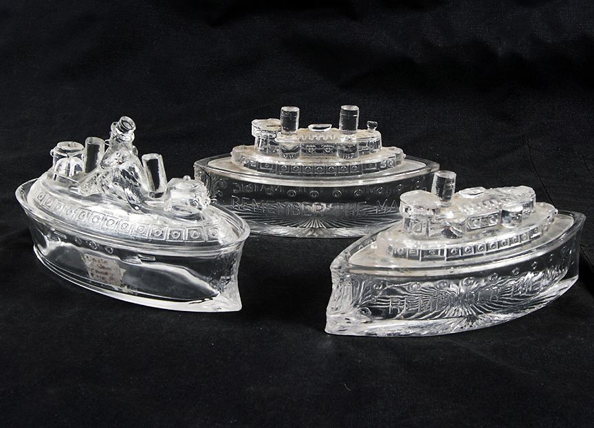 Appraisal: Assorted Covered Glass Figural Group of three covered glass dishes