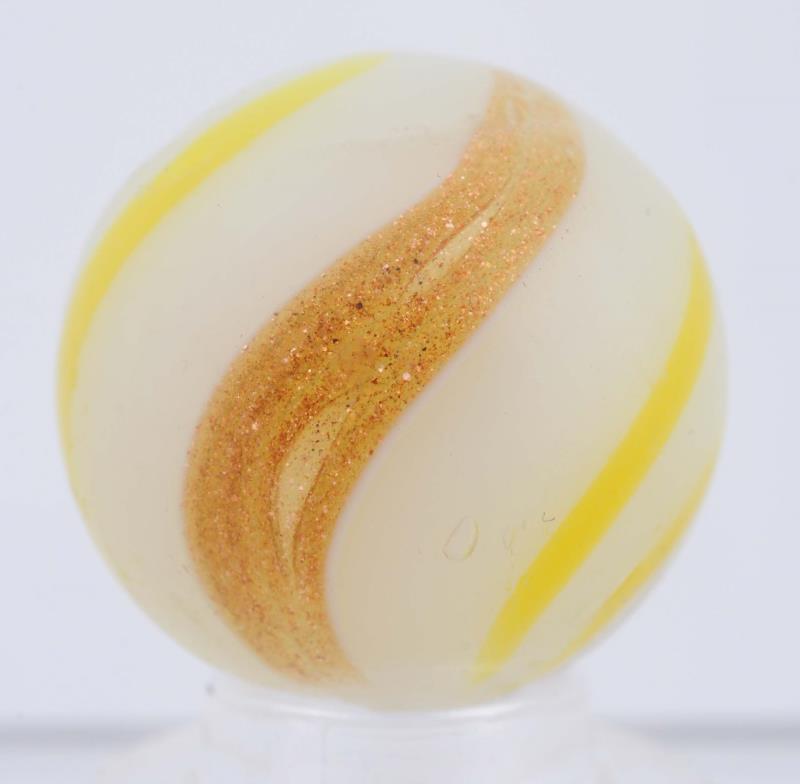 Appraisal: White Semi-Opaque Banded Lutz Marble Hard to find color White