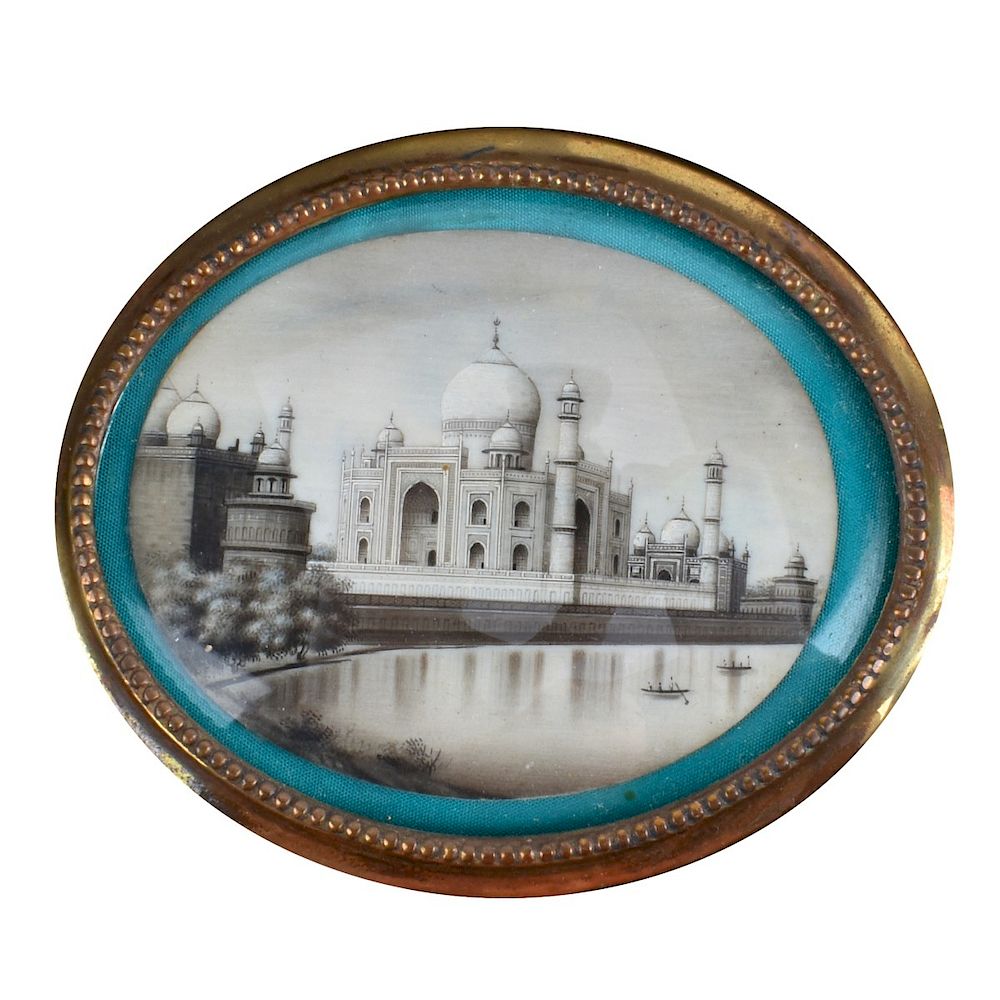 Appraisal: Miniature Painting Taj Mahal th C Miniature Painting Of Taj