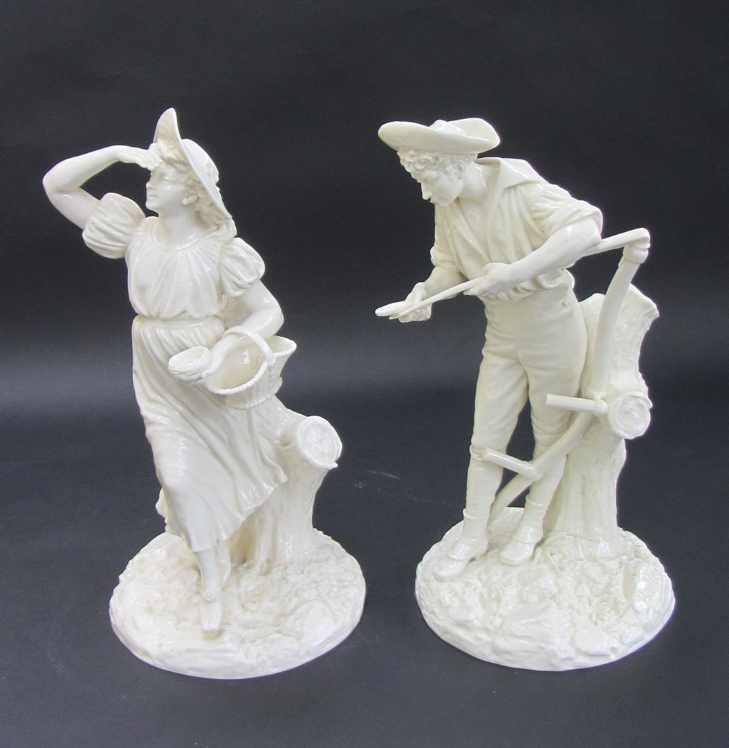 Appraisal: A pair of Worcester white glaze porcelain figures by James