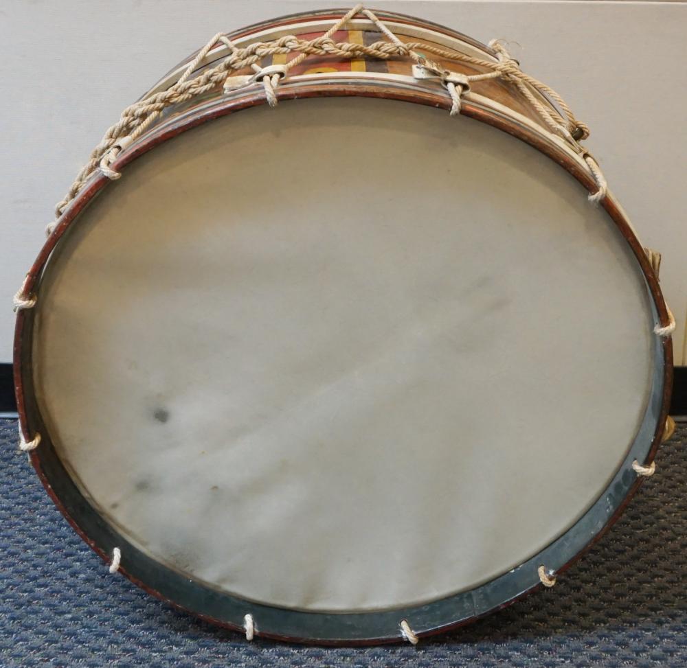 Appraisal: PAINTED WOOD MARCHING BASS DRUMPainted Wood Marching Bass Drum