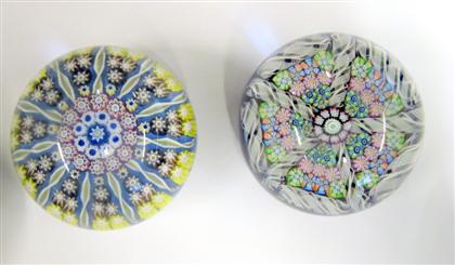 Appraisal: Two Perthshire patterned millefiori paperweightsone dated