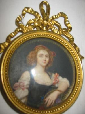 Appraisal: CONTINENTAL SCHOOL A Flower Girl unsigned roundel on ivory wide