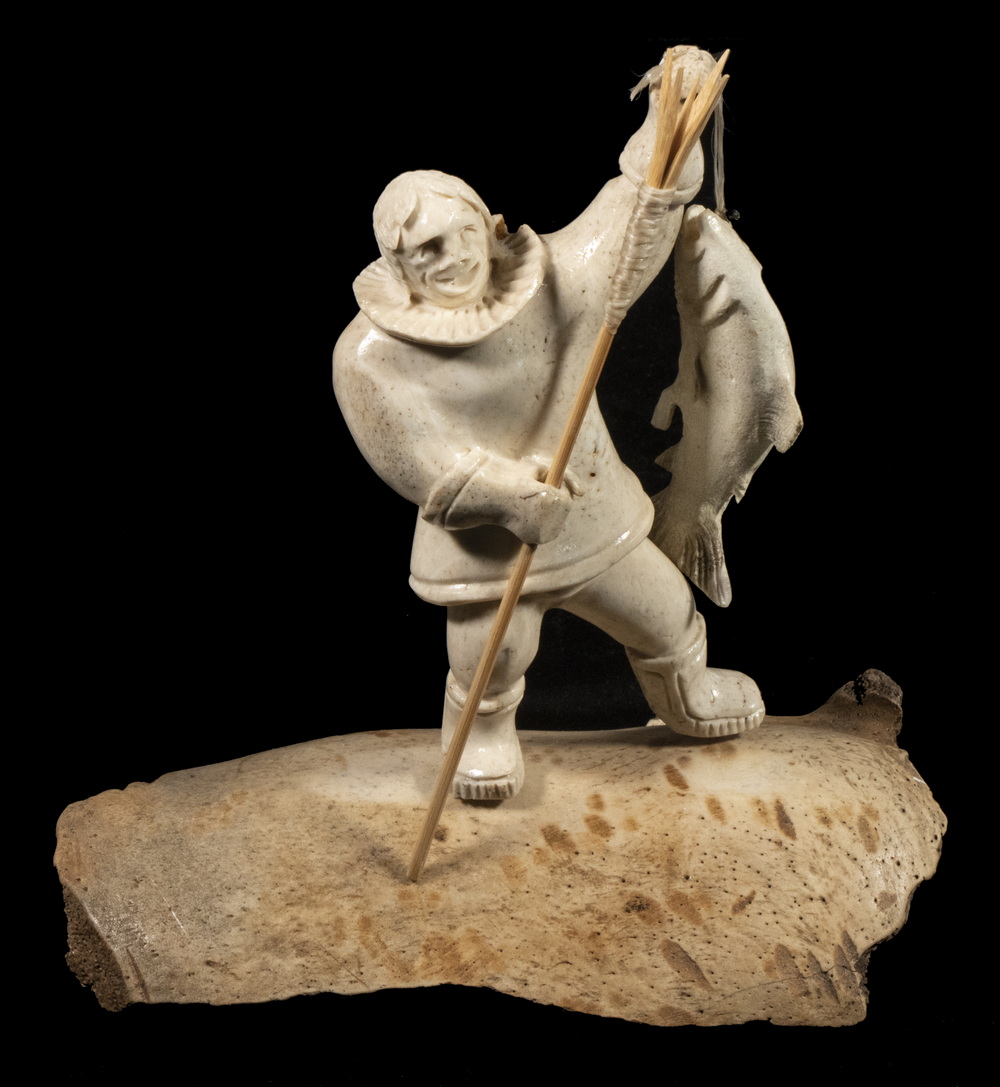 Appraisal: INUIT CARVING OF A FISHERMAN INITIALED 'D E ' Standing