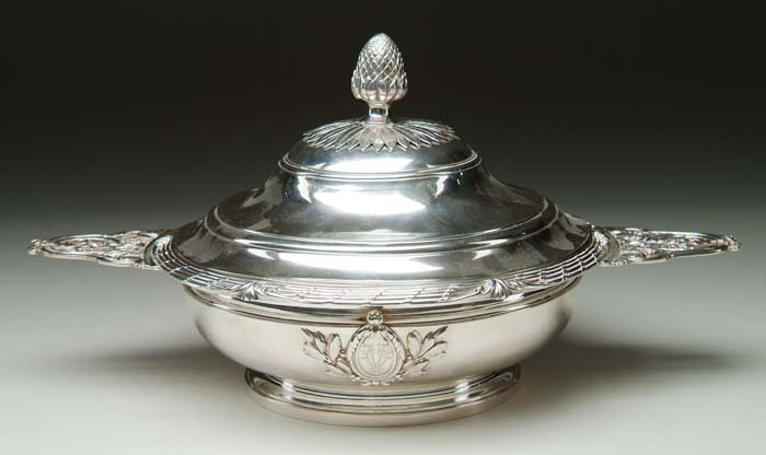 Appraisal: FINE THREE PART FRENCH SILVER SERVING DISH Odiot Prevost Cie