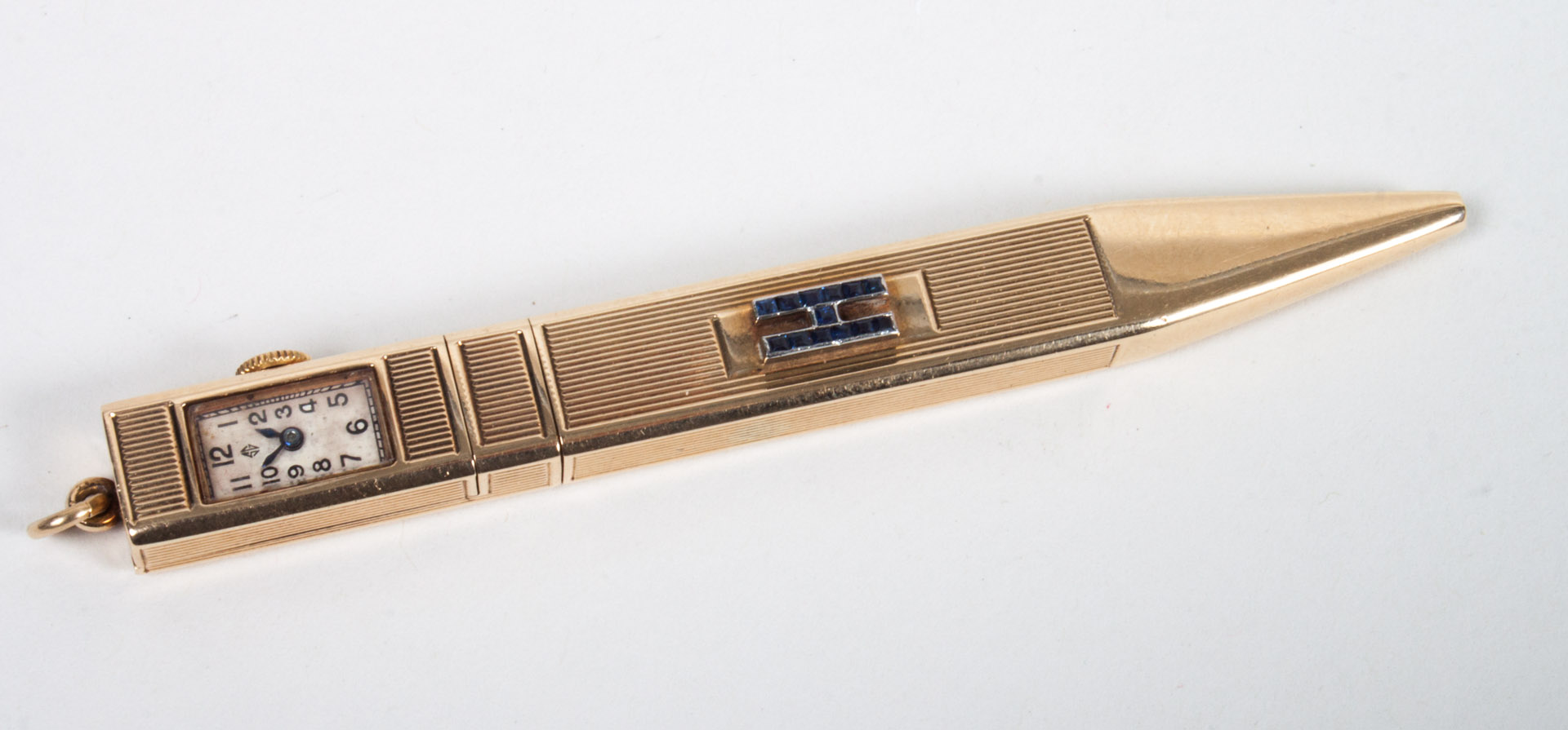 Appraisal: Art Deco gold pendant watch pencil combination with H in