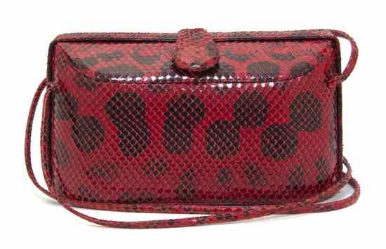 Appraisal: A Judith Leiber Red Python Evening Bag Stamped Judith Leiber