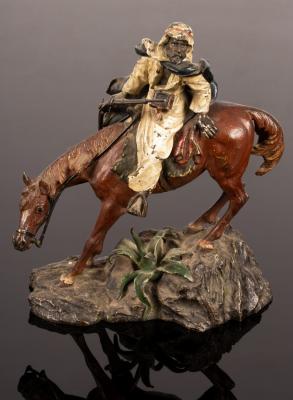 Appraisal: An Austrian cold painted bronze figure of an Arab horseman