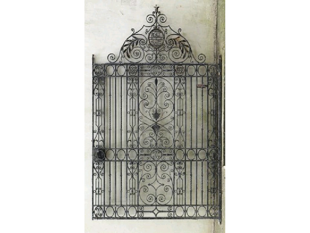 Appraisal: A PAIR OF VICTORIAN STYLE WROUGHT IRON GATES each of