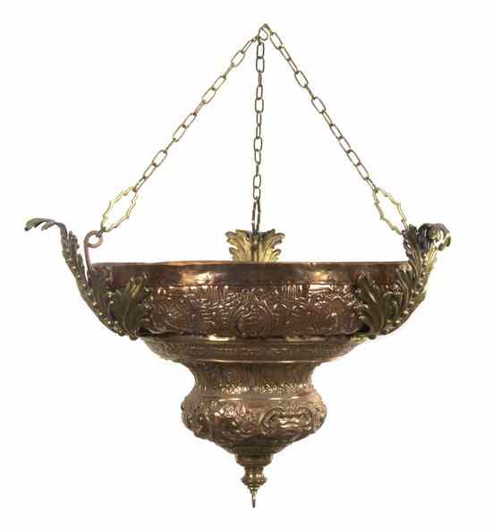 Appraisal: A Renaissance Revival Copper and Brass Fixture of inverted bell