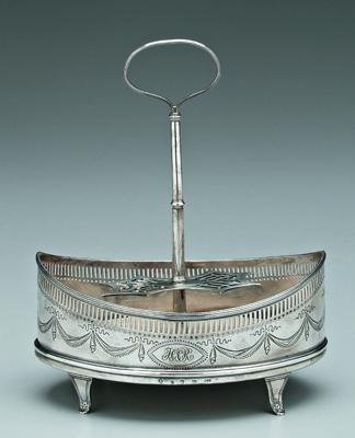 Appraisal: George III English silver cruet frame oval with wooden floor