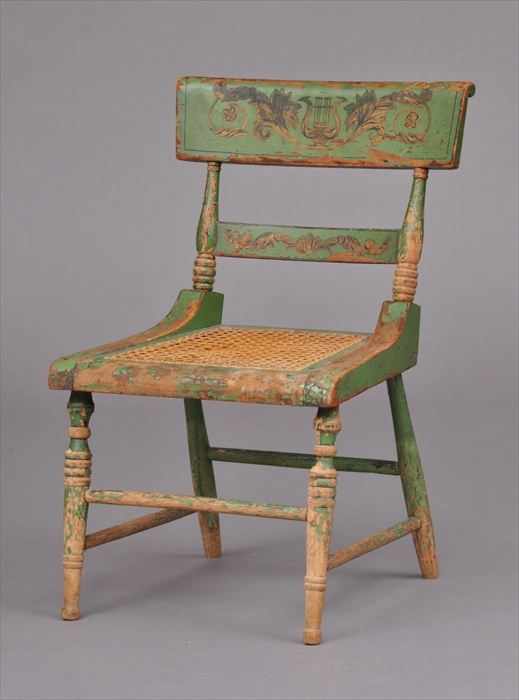 Appraisal: AMERICAN CLASSICAL PAINTED AND GILT DECORATED CHILD'S SIDE CHAIR BALTIMORE