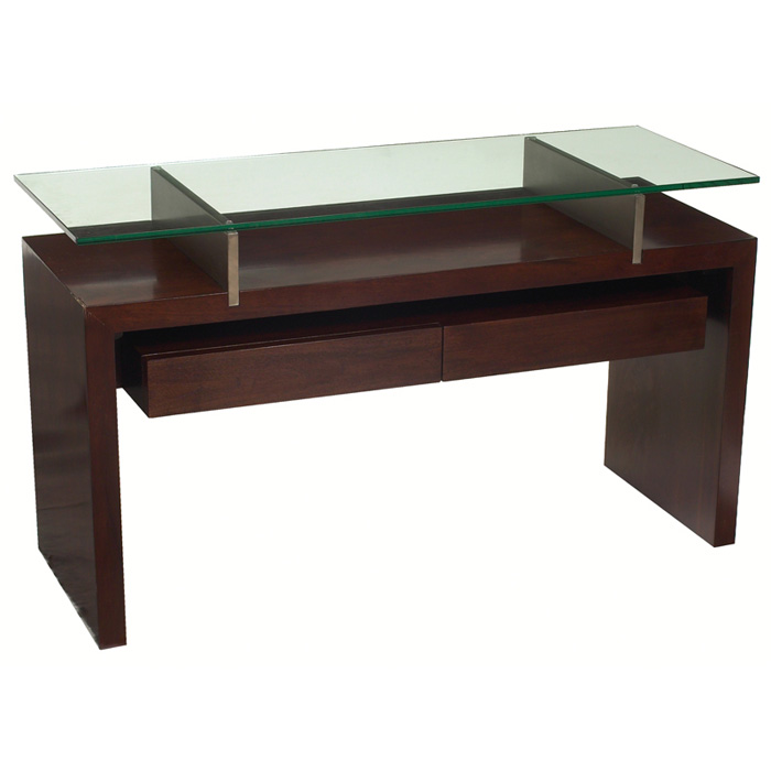 Appraisal: Vladimir Kagan Mallory console by Bassett USA walnut veneered form