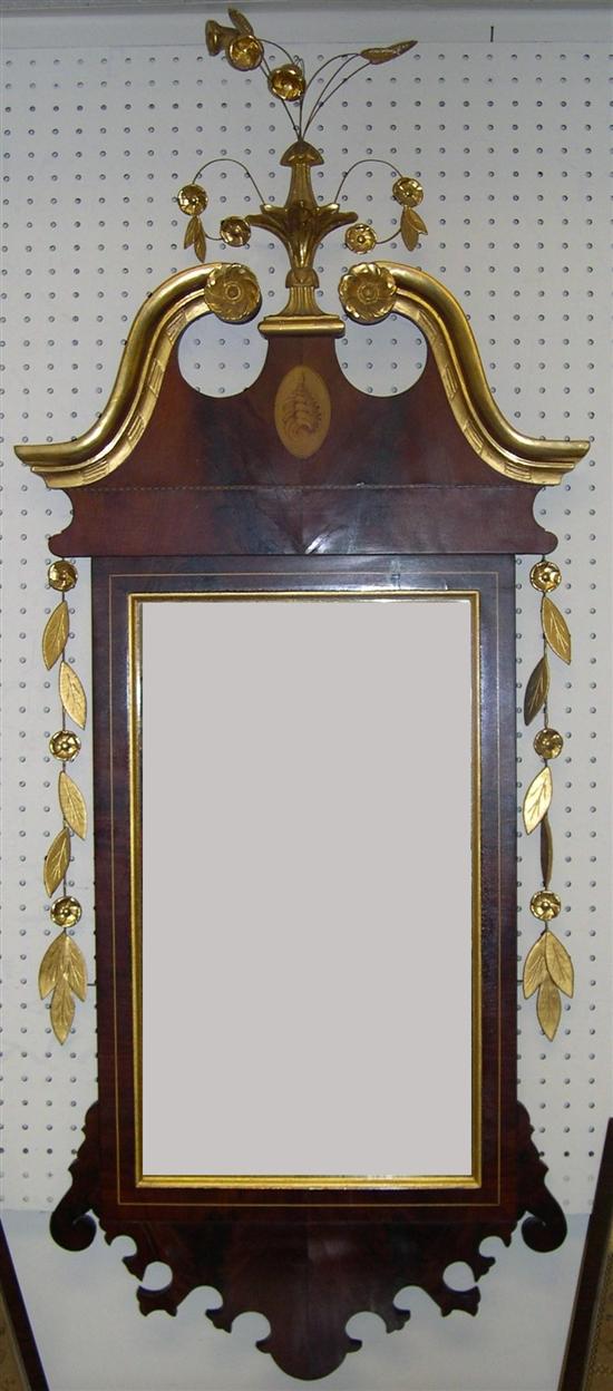 Appraisal: Chippendale style mahogany mirror with gilt chaffs of wheat motif