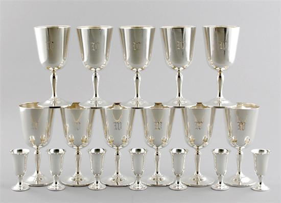 Appraisal: American sterling goblets and cordials Frank Smith goblets H and