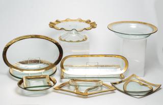 Appraisal: Annieglass Roman Antique Serving Dishes Vintage Annieglass Roman Antique K