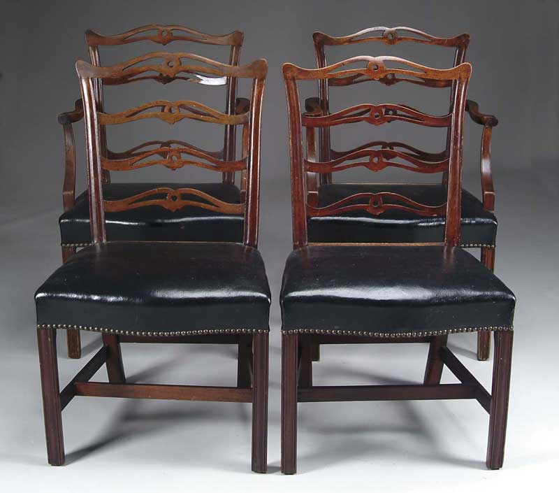 Appraisal: SET OF FOUR RIBBON-BACK CHIPPENDALE CHAIRS Set consists of two