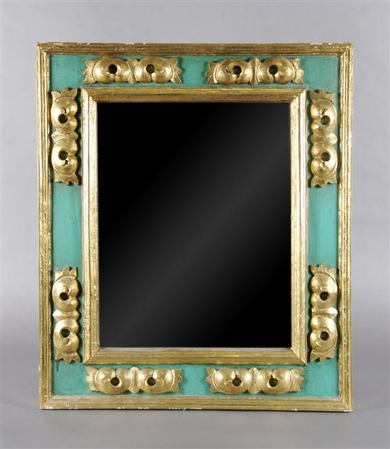 Appraisal: A Continental Painted and Parcel Gilt Mirror Height x width