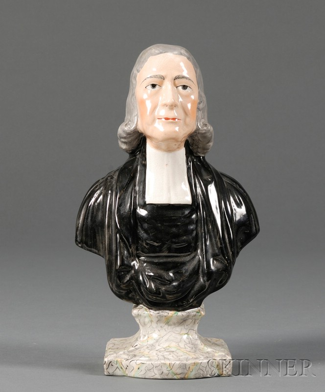 Appraisal: Staffordshire Earthenware Bust of John Wesley England mid to late