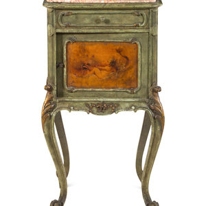 Appraisal: An Italian Painted Marble-Top Side Table Early th Century Height