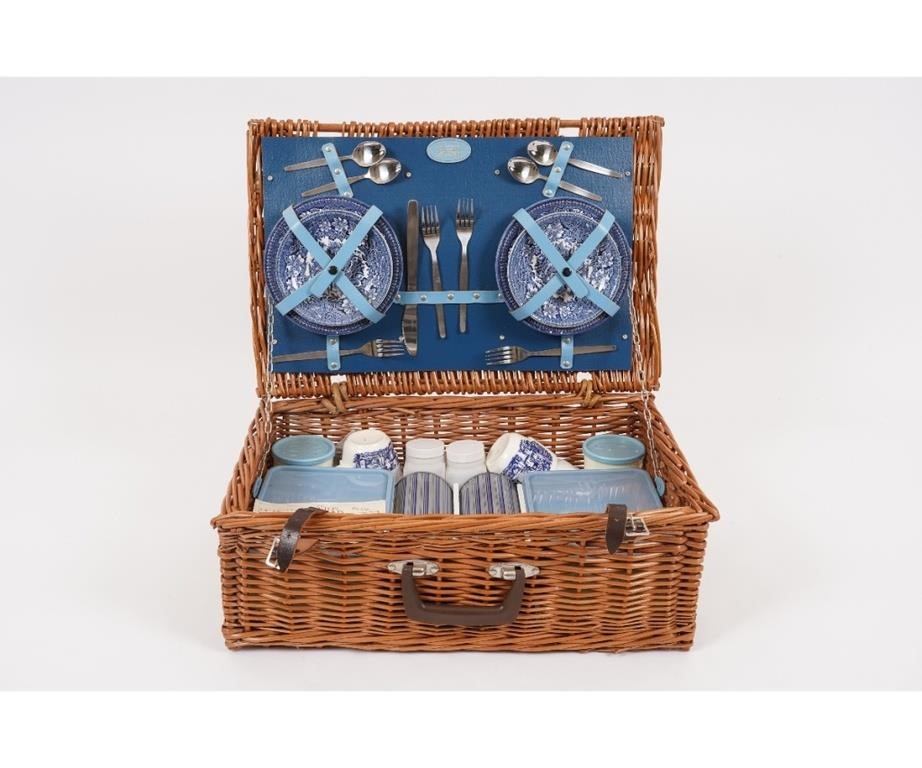 Appraisal: The Brexton Collection wicker cased picnic basket with accessories made