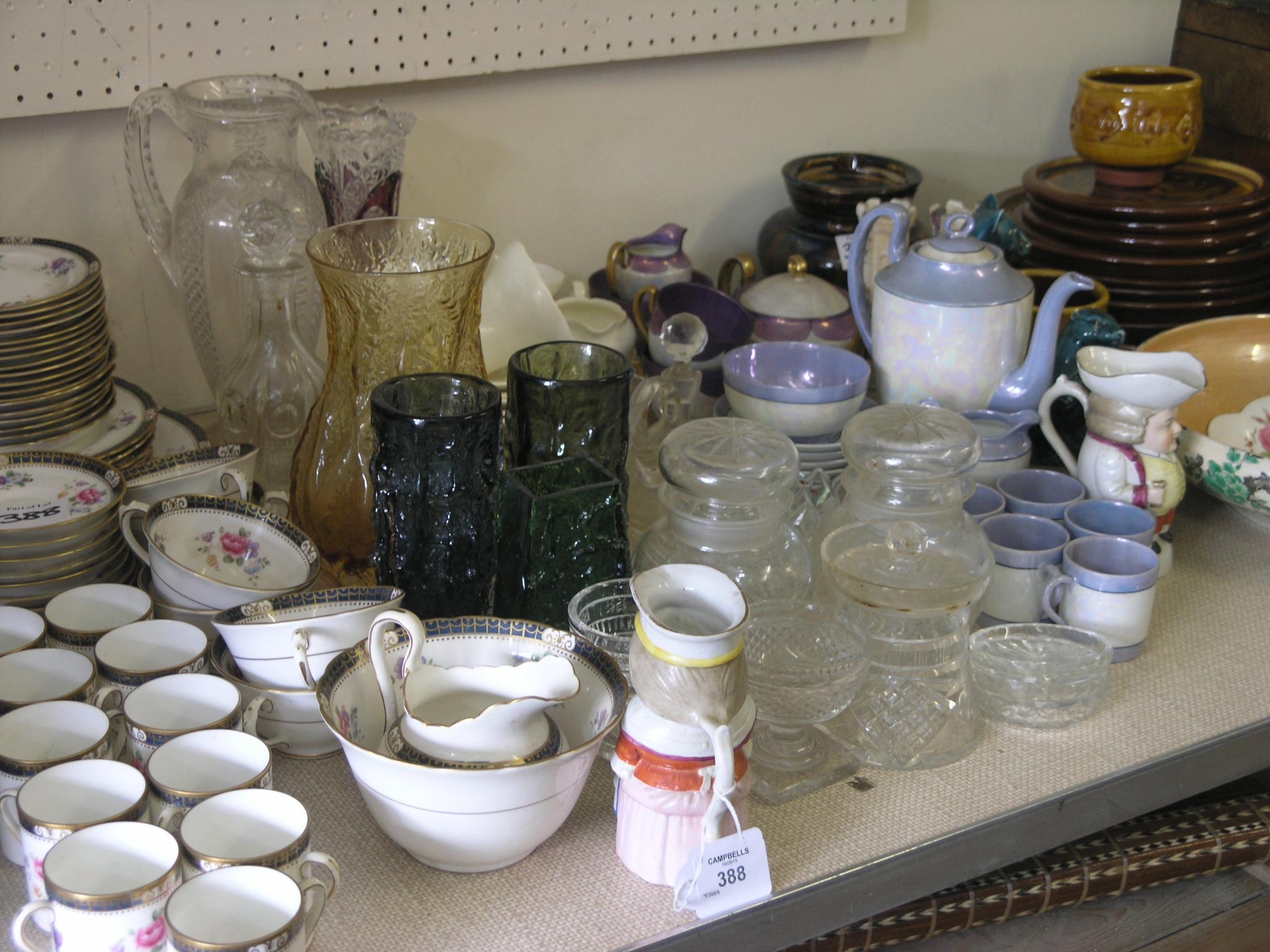 Appraisal: Four Whitefriars coloured glass vases two small cut glass pedestal