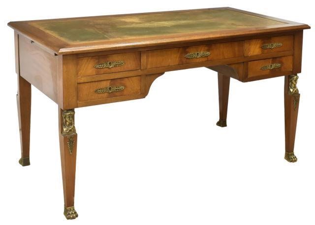 Appraisal: French Empire style mahogany bureau plat writing desk mid th