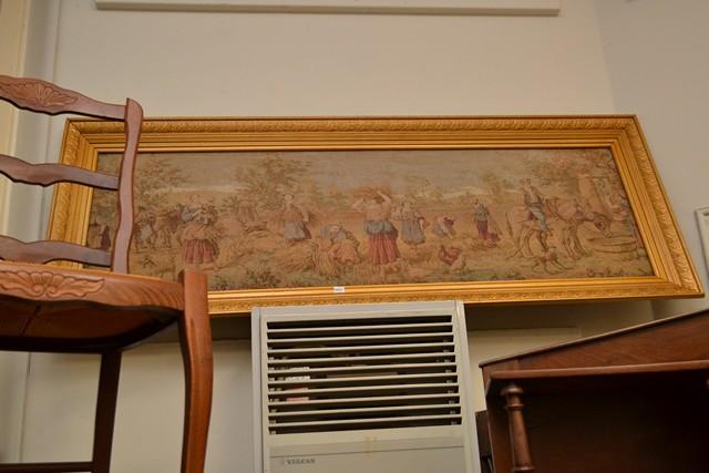 Appraisal: AN ANTIQUE FRENCH TAPESTRY IN GILT FRAME DEPICTING A HARVEST