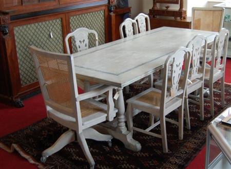 Appraisal: A late th century French overpainted dining table the cleated