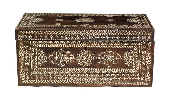 Appraisal: Sale Lot A North African Bone Inlaid Hardwood Trunk mid-