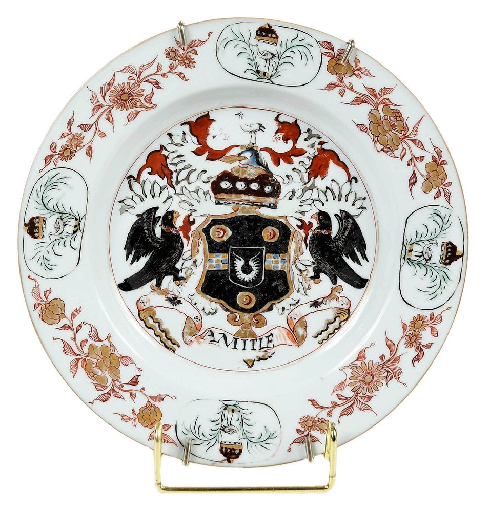 Appraisal: Rare Chinese Export Armorial Plate Arms of Pitt circa Kangxi