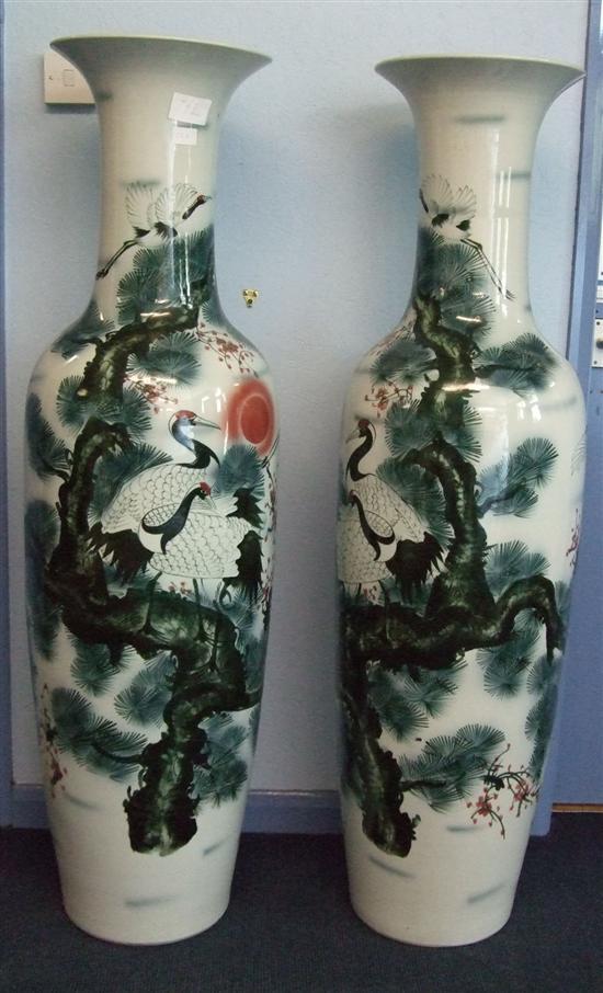 Appraisal: Pair of large modern Japanese vases of baluster form decorated